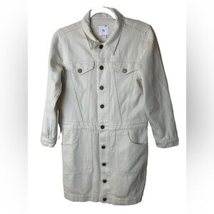 Goop G. LABEL Bishop Jean Jacket Ivory White Mini Dress Size S